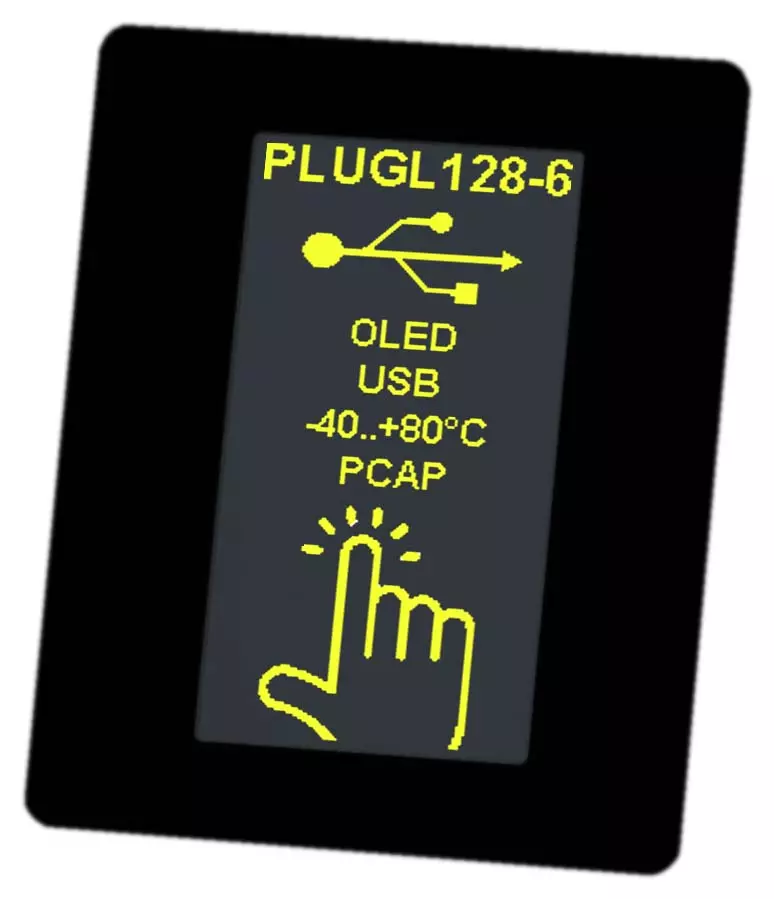 Interactive HMI displays as OLED with USB, RS232, I²C and SPI. Including touch panel PCAP Interactive HMI displays as OLED with USB, RS232, I²C and SPI. Including touch panel PCAP