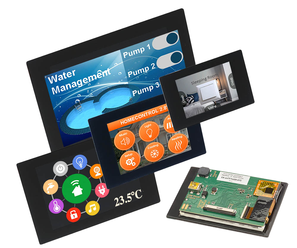 HMI for installation with USB, RS-232, SPI, I2C bus